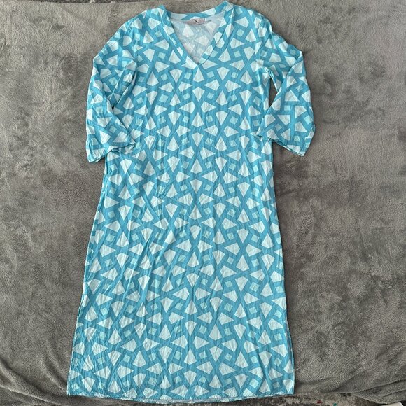 Natori Kaftan Caftan Long Maxi Nightgown Loungewear SMALL Blue - Picture 1 of 7